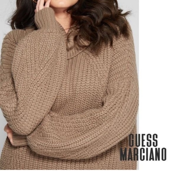 GUESS MARCIANO sweater turtleneck wool blend Small oversized tunic - Picture 2 of 3